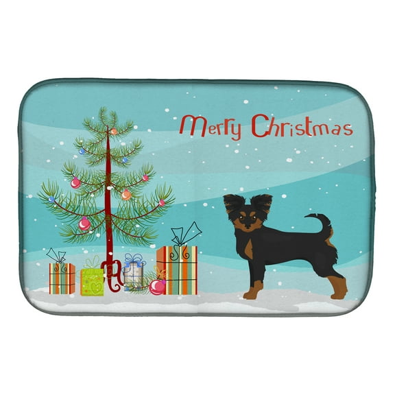 Black and Tan Chion Christmas Tree Dish Drying Mat