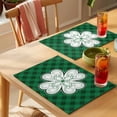 thumbnail image 4 of St. Patrick's Placemats Set of 8, Day Clover Green Plaid Non-Slip Place Mats Washable Table Mats for Kitchen Dining Table Decorations Indoor/Outdoor, 4 of 9
