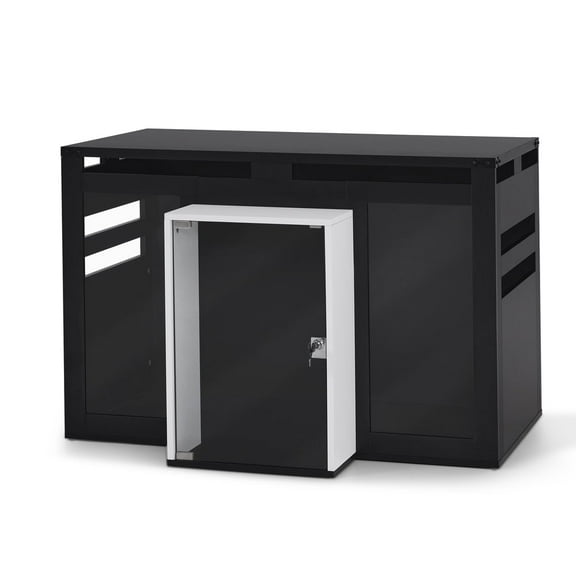 MCombo Wooden Dog Crate Furniture, Villa Style Dog Kennel for Medium Breed with Glass Door and Acrylic Panels, GC34