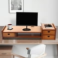 thumbnail image 2 of ToppiJoy 2 Tier Bamboo Monitor Stand Riser with 3 Storage Drawer, Computer Laptop Riser Desktop Organizer for Home and Office, 2 of 11