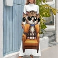 thumbnail image 4 of Cute Cat Chair Print Women's Long Dress Long Sleeves Dress Vintage Dresses Party Maxi Dress High Waist Dress, 4 of 4