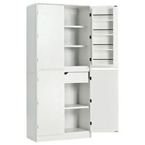 S-HOME 72 Inch Tall Farmhouse Kitchen Pantry Cabinet In With 8 Door Shelves And 3 Adjustable Shelves Perfect For Storage