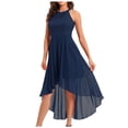 thumbnail image 2 of Dresses for Women Sleeveless Halter Lace Contrast Chiffon High Low Flowy Maxi Dress Wedding Guest Dress, 2 of 8