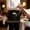 Bronze, variant on Golden Black Waitress Apron with 3 Pockets, Coastal Sun Moon Mysterious Abstract Server Aprons Waterproof Kitchen Restaurant Half Waist Apron for Men Women