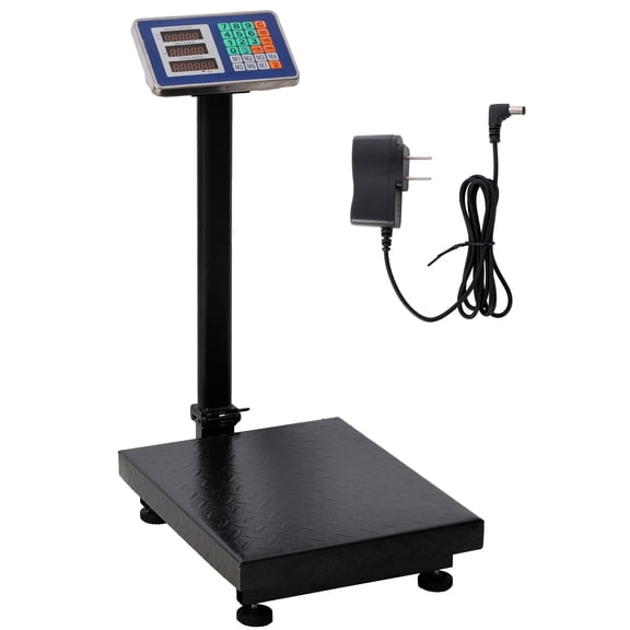 660lbs Digital Floor Scale with 0.1 lbs Accuracy, Heavy Duty Steel Platform Scale for Industrial Use, Black