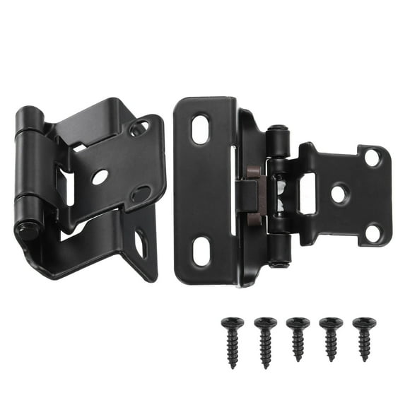 Uxcell 50 Pcs Cabinet Hinges for Kitchen Cabinet Door, 1/2" Overlay Partial Wrap Kitchen Cabinet Hinges, Black