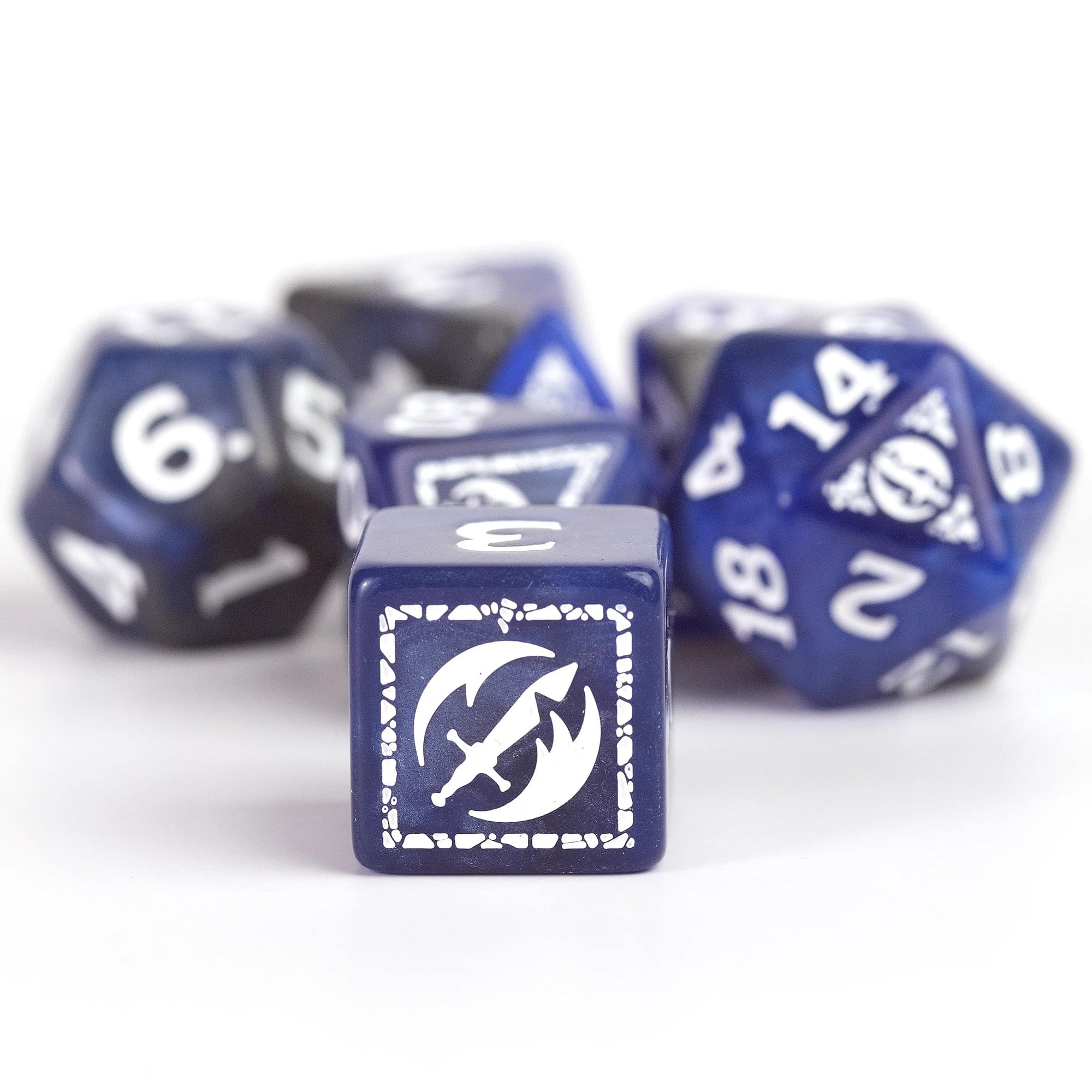 Dungeons & Dragons: D&D Adventure Dice: Fighter - Blue - 17pc RPG Die Set, Class Symbols, Roleplaying Game Accessory, Sirius Dice, Officially Licensed