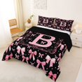thumbnail image 2 of Manfei Lovely Initial B Queen Comforter Set,Pretty Bowtie Comforter Sets Queen,Black Pink,Black Reversible,3 Pieces,1 Comforter and 2 Pillowcases, 2 of 7