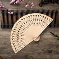 thumbnail image 3 of Mosey 8-Inch Sandalwood Folding Fan Chinese Style Hollow Ribs Catwalks Dance Performance Photo Props Portable Summer Wooden Hand Held Fan Party Supplies Gift, 3 of 8