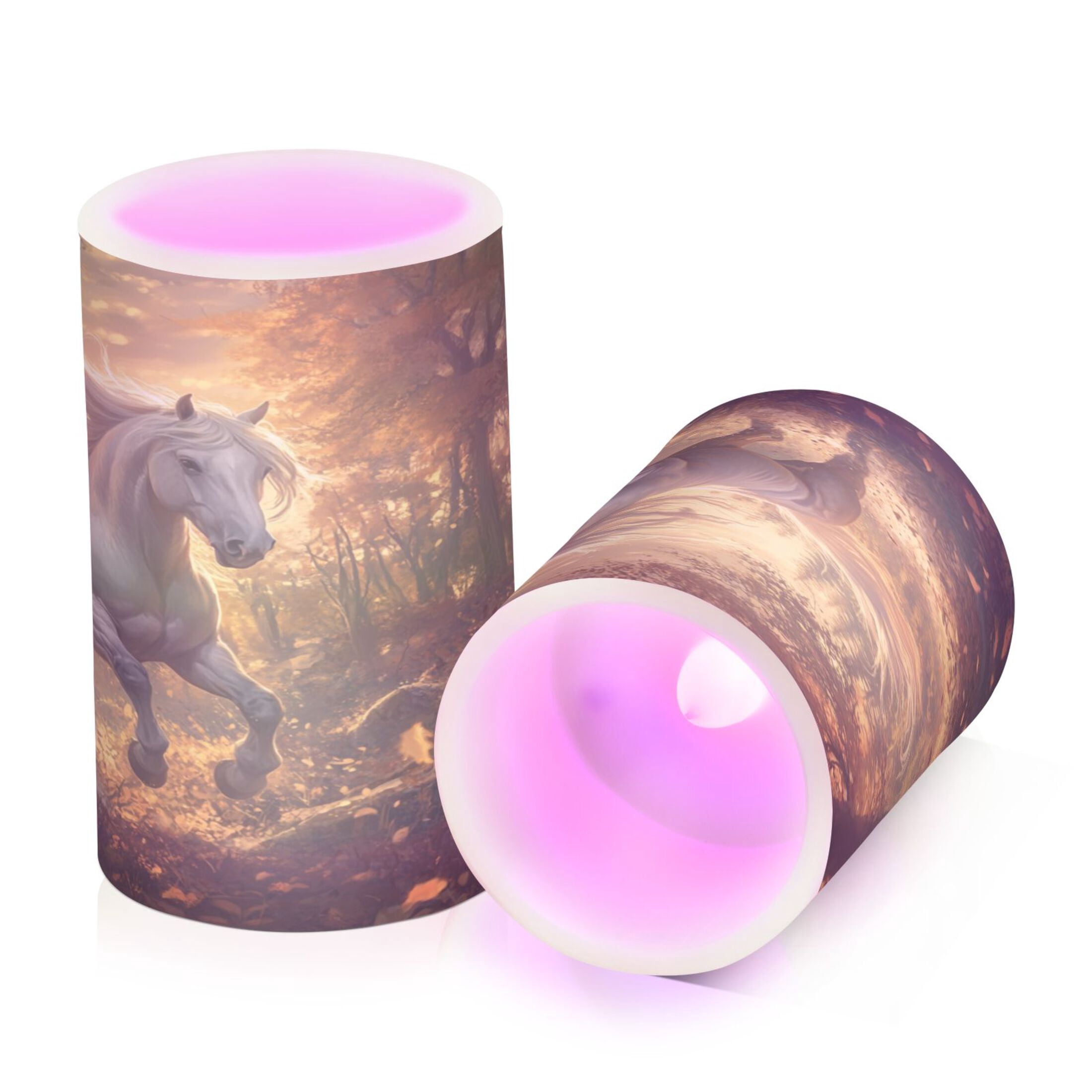 Flameless Candles Lights, Pack of two LED Lights, Dimmable LED Pillar Candles Battery Operated, Flames Remote Control A White Horse
