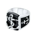 thumbnail image 3 of Bling Jewelry Mens Mens Silver Ring Nautical Black Onyx Gemstone Anchor Signet .925 Sterling Silver, 3 of 5