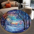 thumbnail image 4 of Round Area Rug, Christmas Tree3 Non-Slip Floor Mat, Soft Washable Carpet for Living Room Bedroom Decor 71 Inch, 4 of 6
