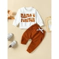 thumbnail image 3 of Wassery Baby Boys 2Pcs Halloween Clothes Set 6M 12M 18M 24M 3T Todddler Fall Outfits Long Sleeve Crew Neck Letters Print Sweatshirt Pumpkin Print Sweatpants Newborn Halloween Costume, 3 of 9