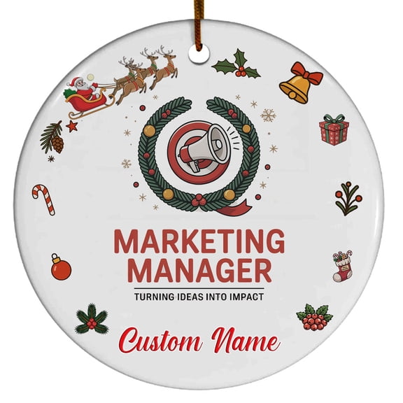 Marketing Manager Ornament – Customizable Ornament for Loved Ones, Coworkers, Friends or Family, Christmas 2025 Holiday Tree Decoration