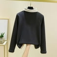 thumbnail image 5 of YueHuiYing Women's Fashion Solid Color Long Sleeve Stand-up Collar Blouses Leisure Base Layer Tops, 5 of 6