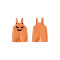 thumbnail image 2 of RUINIXCW Toddler Baby Boy Girl Halloween Overalls Outfit Summer Fall Clothes Romper Bib Overalls Devil Pumpkin Face Printed Sleeveless Jumpsuit Shorts, 2 of 9