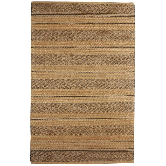 homeroots home decor 395607 8’ x 10’ Tan and Gray Bohemian Striped Area Rug