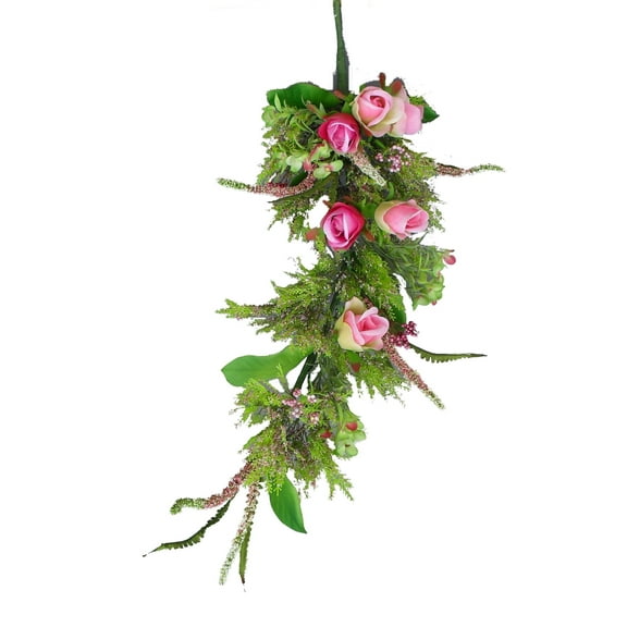 Blush Pink Rose Hydrangea 30in Artificial Polysilk Faux Fake Flower Teardrop for Craft Home Garden Outdoor Bush Table Arrangement Ceremony Wedding Arch Floral Wall Aisle Decor (Pink, Set of 2)