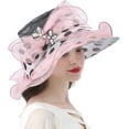 thumbnail image 4 of Organza Church Hat Polka Dot Fascinator Wedding Tea Party Derby Hats for Women Flower Wide Brim Hat, 4 of 5