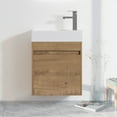 thumbnail image 2 of 18" Floating Bathroom Vanity - Imitation Oak Wall-Mounted Cabinet with White Resin Sink, 2 of 10