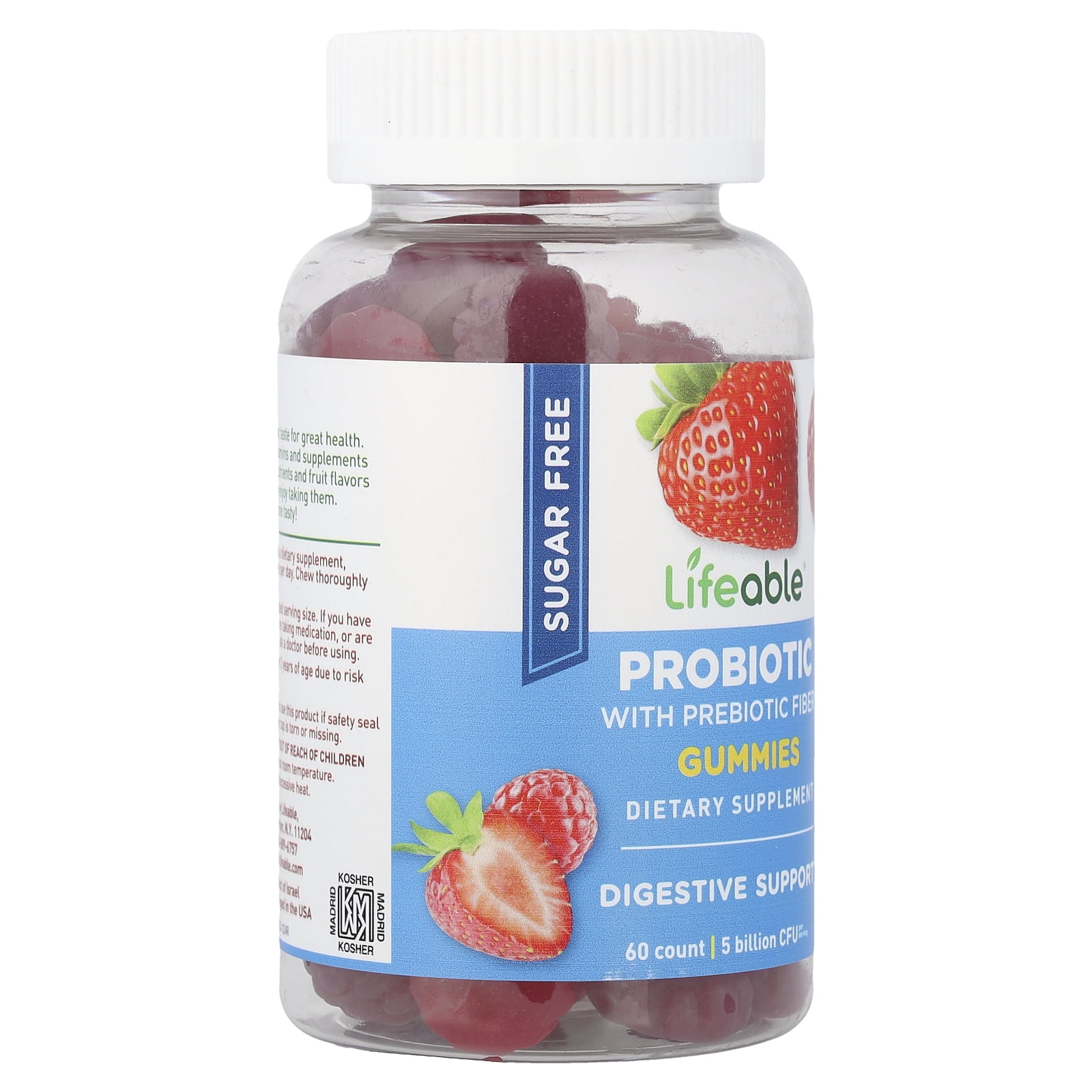 Lifeable Probiotic with Prebiotic Fiber Gummies, Berry, 60 Gummies