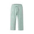 thumbnail image 4 of Kaemgyyd Womens Plus Size Capris Lounge Drawstring Cotton Linen Bermuda Shorts Flowy Wide Leg Beach Vaction Cropped Trousers, 4 of 6