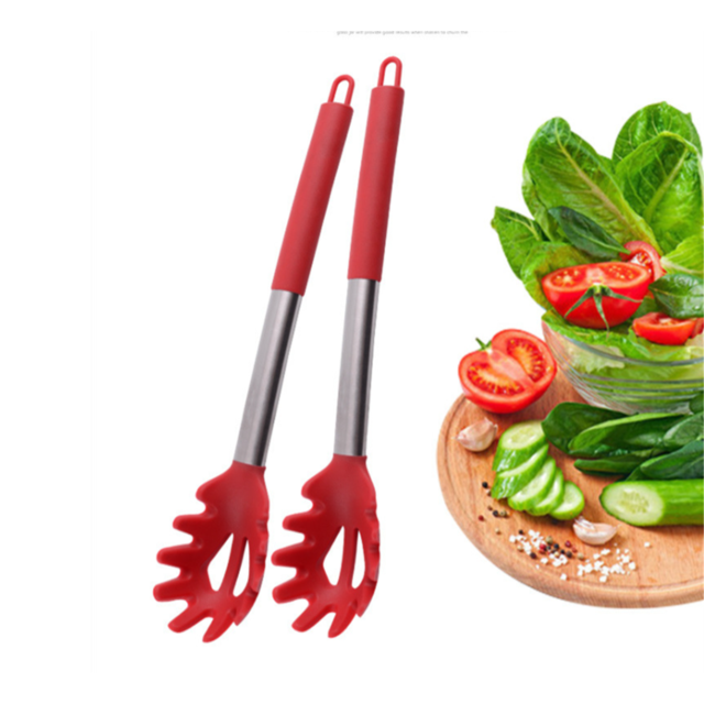 Paquete de 2 tenedores de pasta de silicona, servidor de cuchara de fideos resistente al calor de cocina, colador de espagueti sin BPA, las mejores herramientas de cocina Xemadio WRLF-212-2