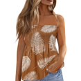 thumbnail image 1 of OIOLOYJM Womens Tube Top Summer Cute Strapless Palm Tree Peplum Top Backless Vacation Ruffle Party Shirts Light Brown L, 1 of 4