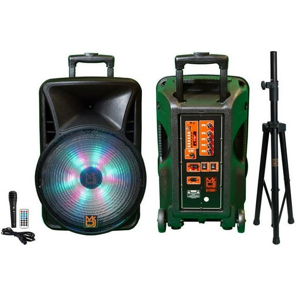 MR DJ DJ15BAT  15" Portable Bluetooth Speaker   Speaker Stand