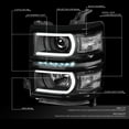 thumbnail image 2 of DNA Motoring For 14-15 Chevy Silverado 1500 LED DRL Black Clear Projector Headlight Pair, 2 of 9
