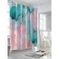 thumbnail image 5 of Teal Pink Marble Waterproof Fabric Shower Curtain, Abstract Ink Painting Modern Luxury Shower Curtain for Bathroom Curtains Bathtubs Hotel Washable Shower Curtains with 12 Hooks Small 36x72in, 5 of 6