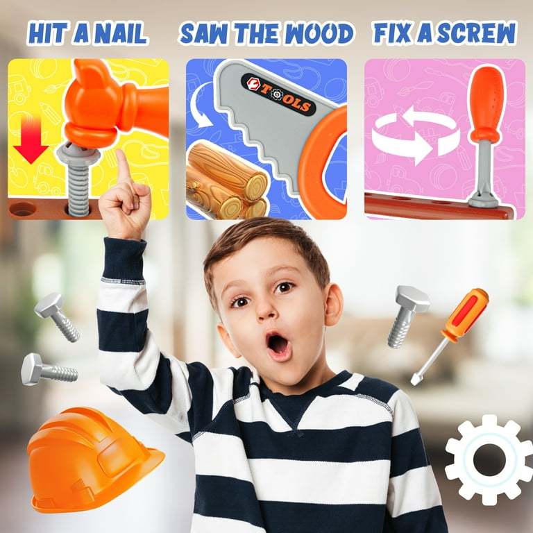 YCFUN Kids Tool Set Kids Bench Tool Backpack Pretend Play