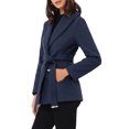 thumbnail image 4 of INSPIRE CHIC Trench Coats with Belt for Women's Shawl Collar A Line Outerwear Winter Jacket Pea Single Breasted Coat L Dark Blue, 4 of 6