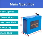 48V Battery 20Ah 48 Volt Lithium ebike Battery for 100W to 1000W Electric Bicycle Bikes Motor with Charger BMS