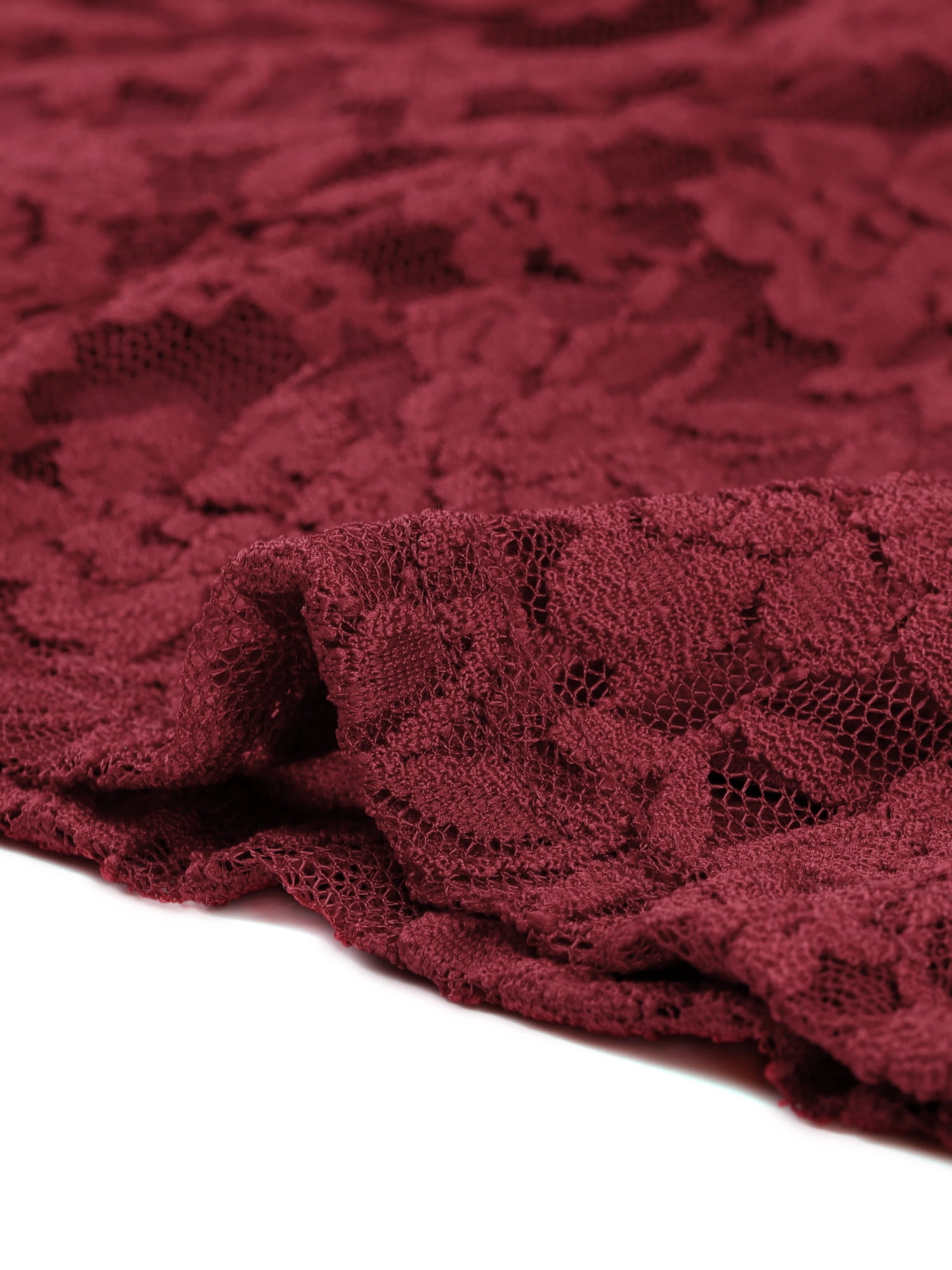 DARING DIVA Lace Peplum Tops Elegant Floral Lace Blouse S Burgundy