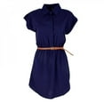 thumbnail image 3 of Fashion Women's Short Sleeve Stretch Chiffon Casual OL Belt Mini Dress Vestidos S4, 3 of 5