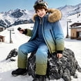 thumbnail image 6 of BXJX Girls Snowsuit 2 PC Sets, Hooded Waterproof Warm Outdoor Snow Jackets and Bib Pants Sets Dark Blue Size 1-2 T, 6 of 7