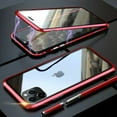 thumbnail image 4 of 360° Front+Back Clear Tempered Glass Metal Magnetic Case Cover For iPhone 12 Pro (Red), 4 of 8