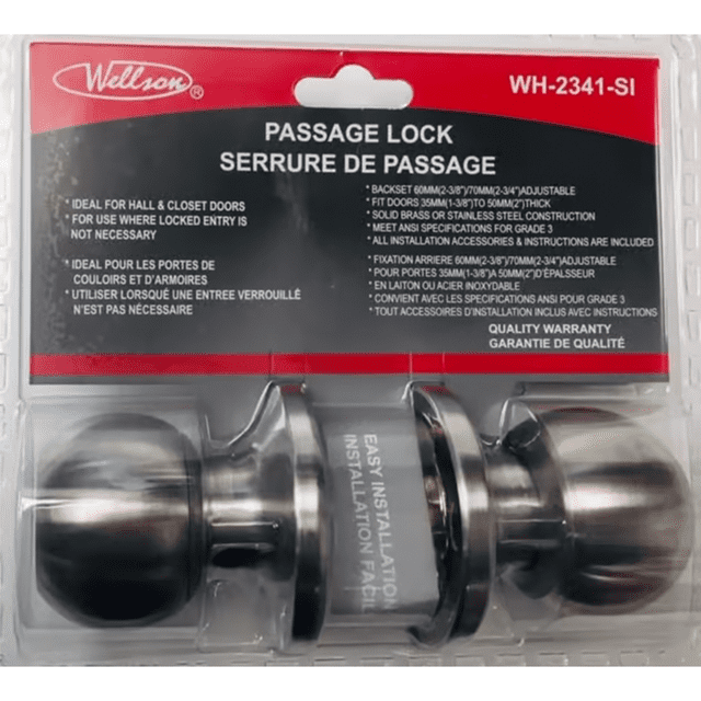 Wellson WH-2341 (Argent) Serrure de Porte Coulissante