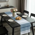thumbnail image 2 of Blue Ombre Stripe Table Runner 90 Inches Long, Farmhouse Simple Striped Kitchen Coffee Dining Table Decoration for Home Party Birthday Wedding Home Decor 13x90 Inches, 2 of 8