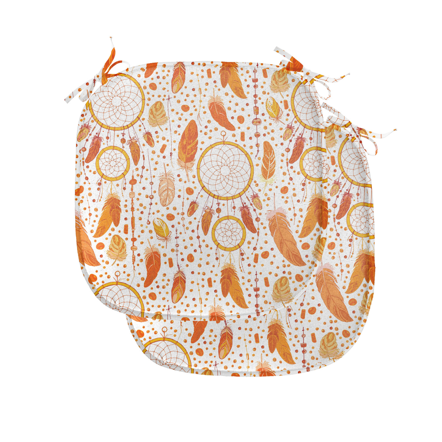 Tribal Chair Seating Cushion Set Of 2 Various Sized Dreamcatchers Native Change Illustration Seat Pads For Office With Anti Slip Backing 16 X16 Orange White By Ambesonne Walmart Com