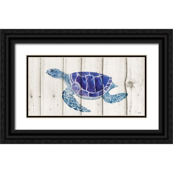Fay, Mela 14x9 Black Ornate Wood Framed with Double Matting Museum Art Print Titled - Turtle