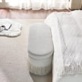 thumbnail image 3 of Oval Tapizado Almacenamiento Otomano con Fringe Trim & Lift-Top Tapa - 39 "L x 16" W x 17" H, 3 of 5