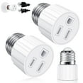 thumbnail image 2 of Light Socket to Plug Adapter 3 Prong,E26/E27 Light Bulb Outlet Socket Adapter,2 & 3 Prong Plug Adapter,Light Socket Adapter for Porch Patio Garage,2 Pack White, 2 of 8