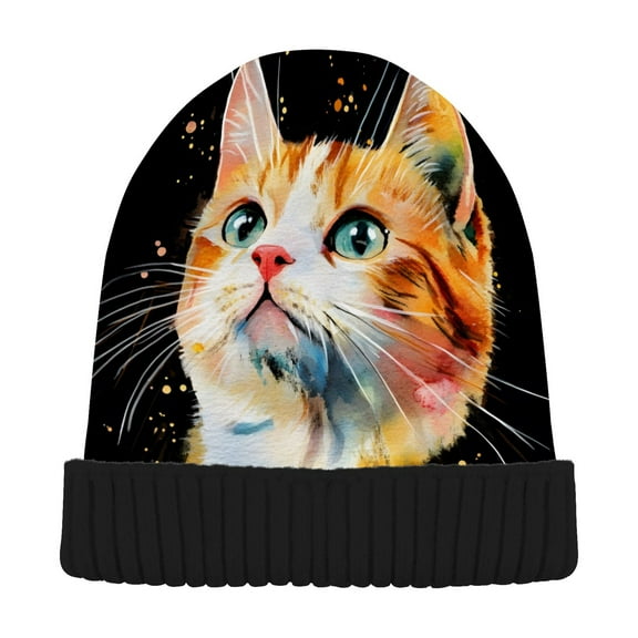 joogoo Cute Cat Beanie Hats Men Women Cuffed Skull Cap Winter Warm Knit Thick Beanies