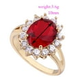 thumbnail image 4 of 18K Gold Platinum Plated Red  Rhinestone Ring   gold plated red zircon 9#, 4 of 4