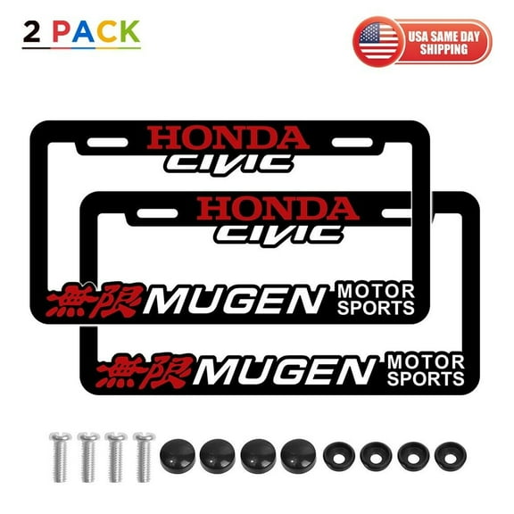2x Fit Honda Civic Mugen Motor Sports License Plate Frame Cover Decorate