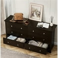 thumbnail image 3 of Homall 6 Drawer Wood Dresser Furniture, Double Tier Storage Cabinet for Bedroom & Living Room,Brown Finish, 3 of 11