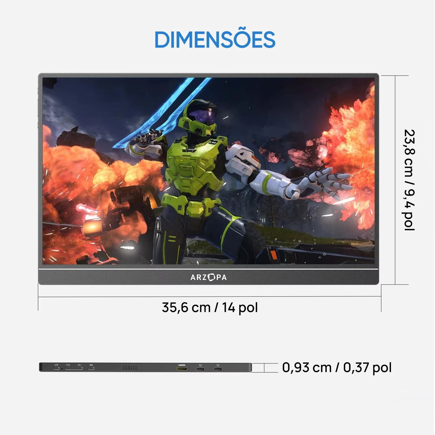ARZOPA 16.1 inch 100% sRGB 144Hz Gaming Monitor Portable Laptop Display with Type C Mini HDMI For PS4/5 Steam Deck Switch PC Mac