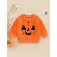thumbnail image 2 of Gureui Toddler Infant Baby Boys Girls Halloween Pullover Orange Long Sleeve Round Neck Pumpkin Print Sweatshirt, 2 of 8